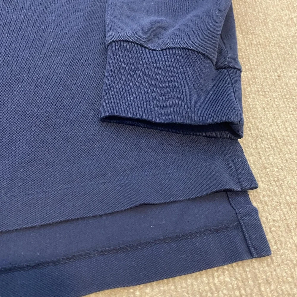 VTG Polo Ralph Lauren Rugby Polo Shirt Men 2XL Blue Long Sleeve Pima Stretch 90s